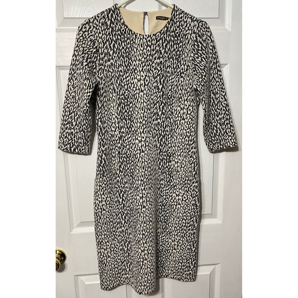 J. McLaughlin Black White Textured Sheath Dress Size S Pockets Career Party